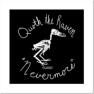 "Quoth the Raven Evermore" Raven Skeleton Posters and Art